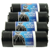 Roll Black Bin Bags, Pack 20