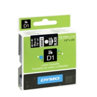 Dymo D1 White on Black 12mmx7m