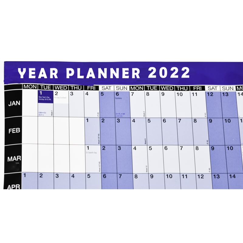 A1 Year Planner Unmounted 2025 Kingswood Office Supplies