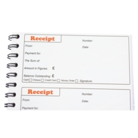 Duplicate Receipt Book, Spiral Bound