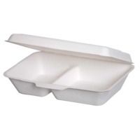 2 Compartment Food Box,  Pack 125,  Bagasse Pulp