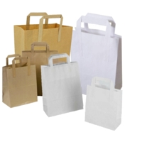 Paper Carrier Bags, White 175 x 220 x 90mm, Pack 250