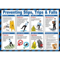 Preventing Slips Trips & Falls 590x420mm PVC Poster