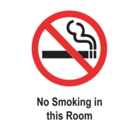 No Smoking In Room 75 x 50mm self Adhesive Pack 5