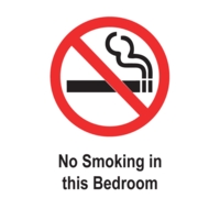 No Smoking In Bedroom 75 x 50mm self Adhesive Pack 5