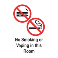 No Smoking Vaping Room 75 x 50mm self Adhesive Pack 5