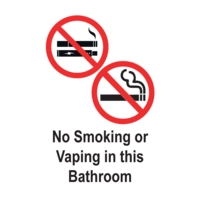 No Smoking Vaping Bathroom 75 x 50mm self Adhesive Pack 5