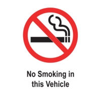 No Smoking in this Vehicle 75 x 50mm self Adhesive Pack 5