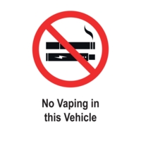 No Vaping in this Vehicle 75 x 50mm self Adhesive Pack 5