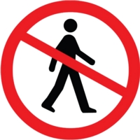 No Entry, Man Walking 100mm Circle Aluminium Look No Entry, Man Walking 100mm Circle Aluminium Look