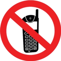Don't Use Mobile Phones 100mm Circle    Aluminium Look