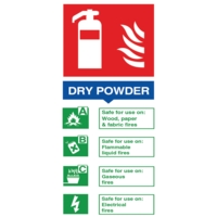 Fire Extinguisher Sign POWDER 210x100mm,  Self Adhesive