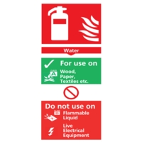 Fire Extinguisher Sign WATER 210x100mm,  PVC