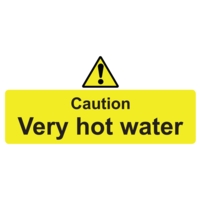 Caution Very Hot Water 110 x 220mm  Self Adhesive