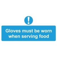 Wear Gloves when Handling Food 110 x 220mm  Self Adhesive