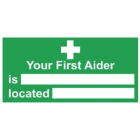 First Aider Located 150x300mm, Self PVC