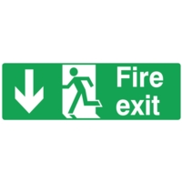 Fire Exit  DOWN 150x450mm, Self Adhesive