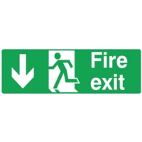 Fire Exit DOWN 150x450mm, Self Adhesive Fire Exit DOWN 150x450mm, Self Adhesive