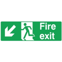 Fire Exit  LEFT DOWN 150x450mm, Self Adhesive