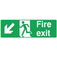 Fire Exit LEFT DOWN 150x450mm, Self Adhesive Fire Exit LEFT DOWN 150x450mm, Self Adhesive