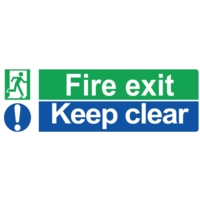 Fire Exit Keep Clear, 2 Colour 150x450mm, Self Adhesive