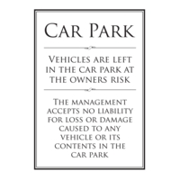 Car Park, Owners Risk A4  Aluminium Look