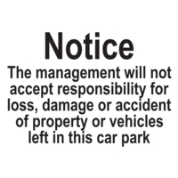 Cars Parked at Owners Risk A4  PVC