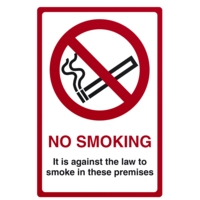 No Smoking Its the Law A4  Self Adhesive