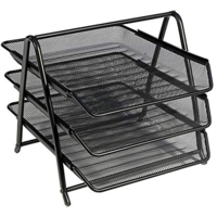 Mesh Letter Tray Set with 3 Trays, Black