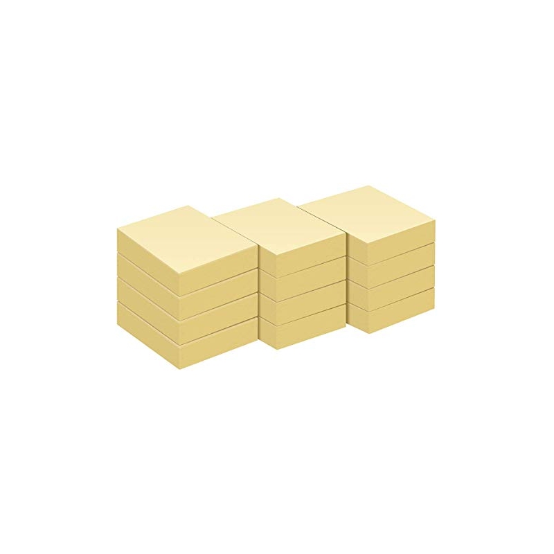 Sticky Note Pads, Yellow 38mm x 51mm Pack 12 Kingswood Office Supplies