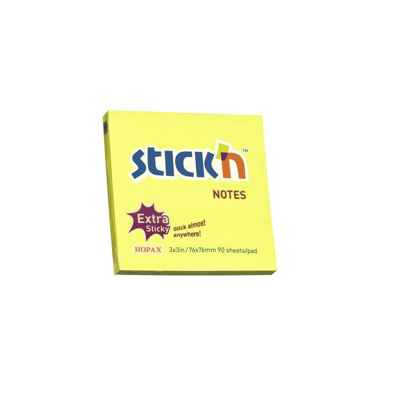 SUPER Sticky Note Pads, Yellow 75 x 75mm,  Pack 12