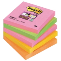 Post-It Super Sticky 76 x 76mm Neon Rainbow, Pack 5 pads