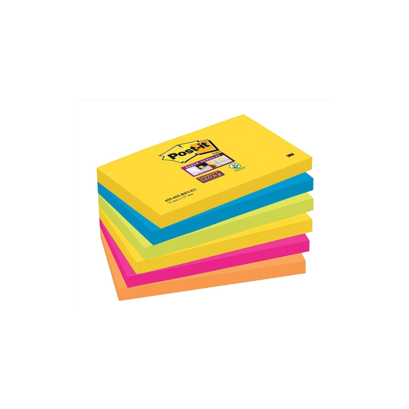 Post-It Super Sticky 76 x 127mm, Rio   Pack 6 Pads
