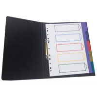 A4 Coloured PVC Dividers 5 Part  EXTRA WIDE