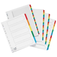 A4 White Index Multi-Coloured Tab A-Z