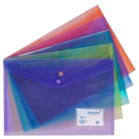 A4 PVC Document Wallets, Assorted, Pack 5