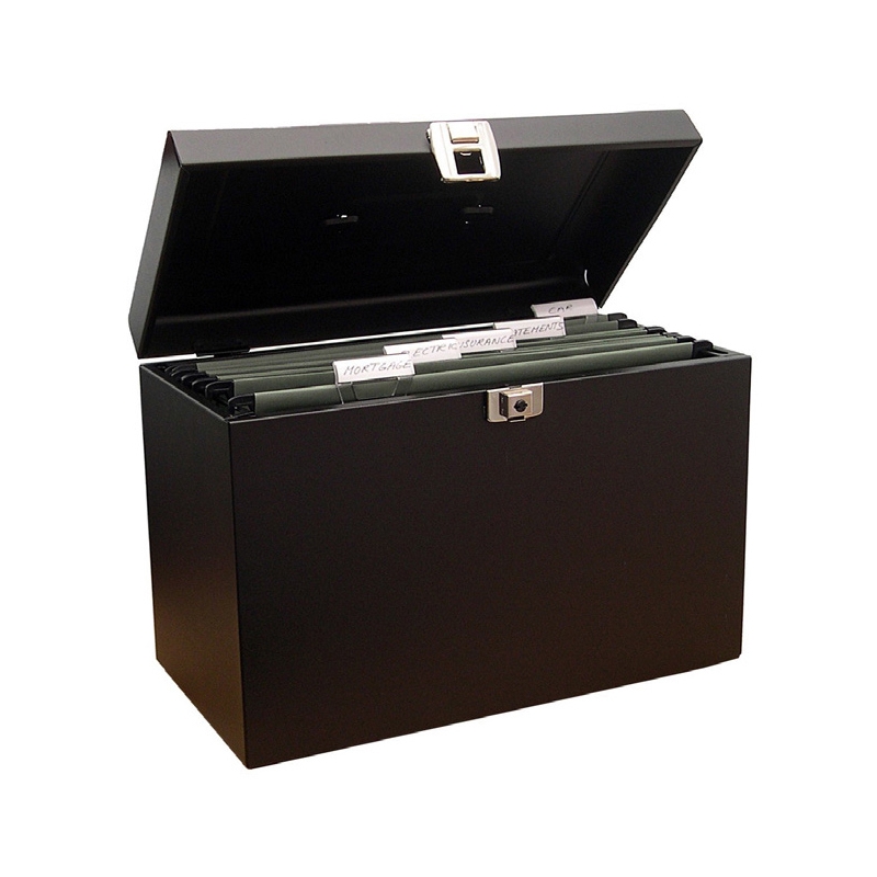 Metal File Box, Black Kingswood Office Supplies