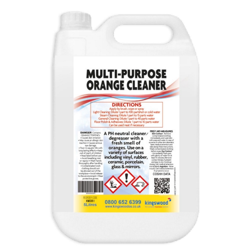 Multi Surface Orange Cleaner, Kingswood 5 Ltr Range Kingswood Office