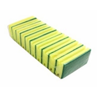 Large Sponge Scourers Green/ Yellow,  Pack 10