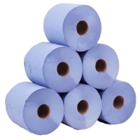Embossed Centrefeed Rolls, Blue, Pack 6