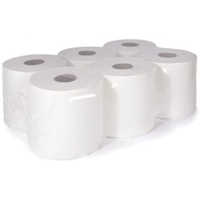 Flat Sheet Centrefeed Rolls 150 Meters, White, Pack 6