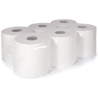 Flat Sheet Centrefeed Rolls 190mm x150 Meters, White, Pk 6