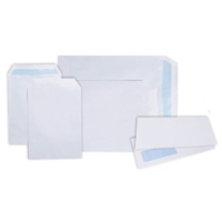 DL White Plain, Peel & Seal Envelope, 100gsm, Low use Pk50