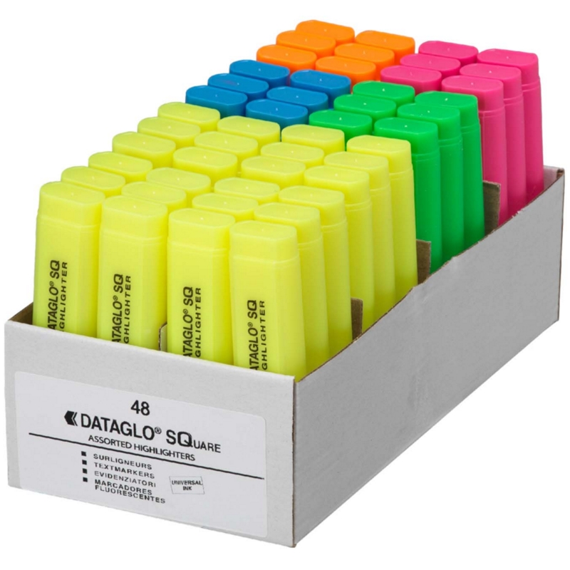 Square Highlighters Assorted, Box of 48 Kingswood Office Supplies