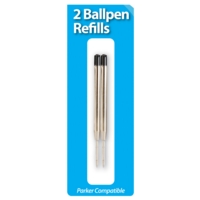 Parker Type Pen Refill, Medium Black. Pack 2