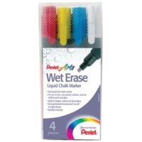 Pentel Chalk Markers, Pack 4 Assorted Medium