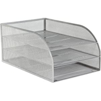 Mesh 3 Tier Letter Tray, Assembled, Silver
