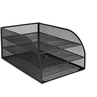 Mesh 3 Tier Letter Tray, Assembled, Black