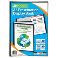 A3 Display Book, Soft Cover, 20 Pocket, Black A3 Display Book, Soft Cover, 20 Pocket, Black