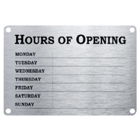 Hours of Opening, Silver 300 x 200mm  PVC